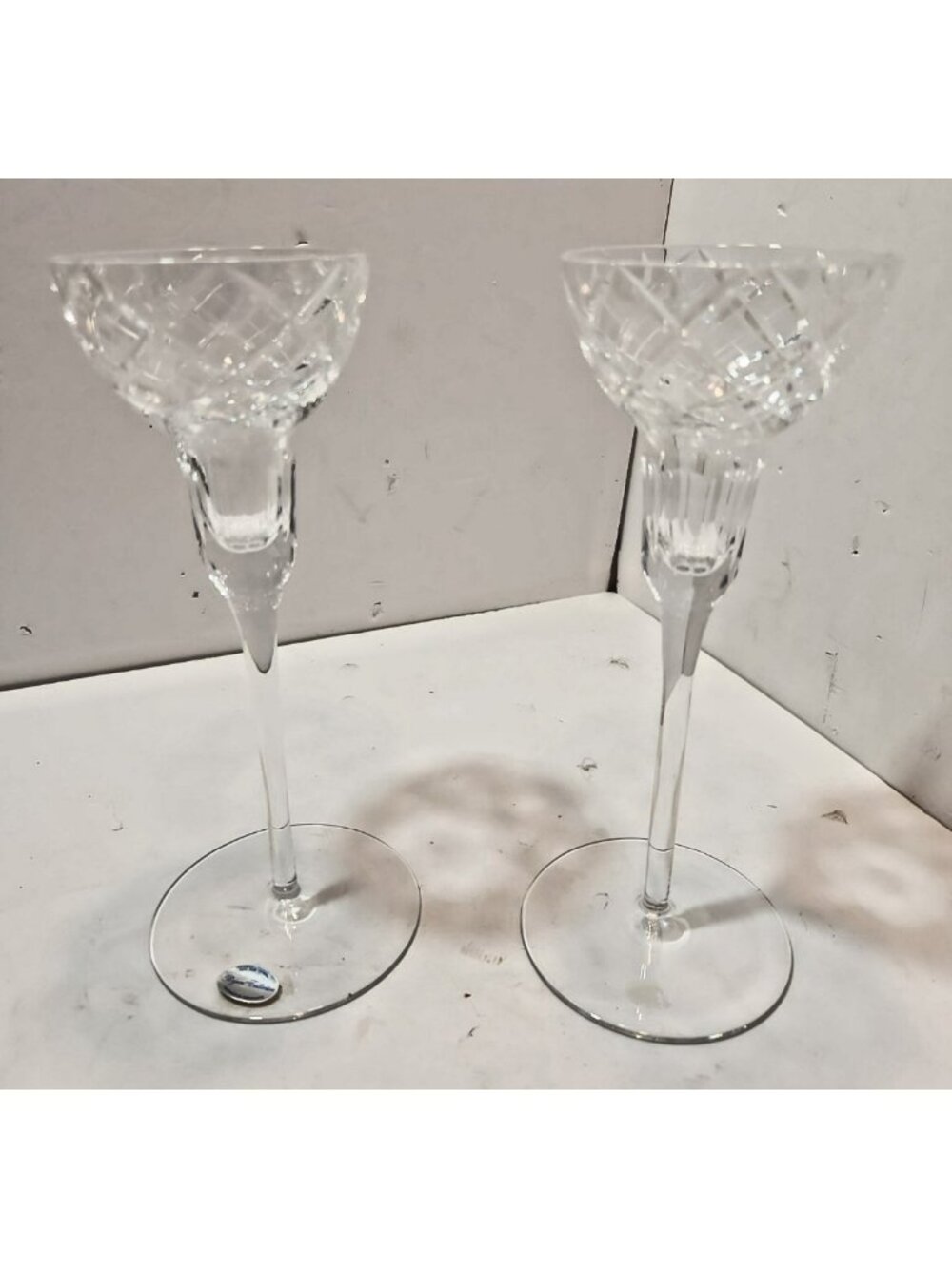 Vintage Pair Rogaska Regent Collection Handmade Crystal Candle Holders 8" Tall